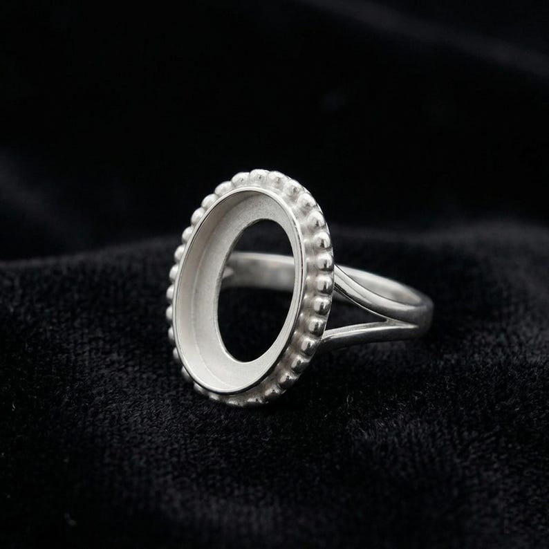 925 Sterling Silver 6x4mm to 20x15mm Oval Blank Bezel Designer Ring DIY Crafts Settings Breastmilk/Keepsake, Good for Resin & Ashes Work, Handmade Memorial Ring