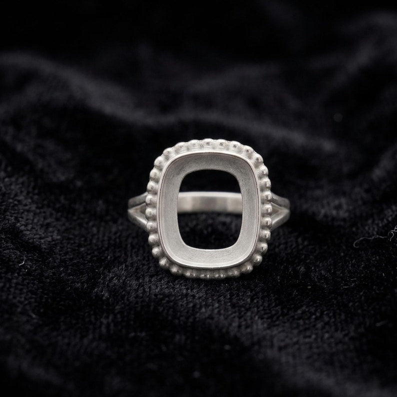 925 Sterling Silver 4mm to 25mm Cushion Blank Bezel Designer Ring DIY Settings Breastmilk/Keepsake, Good for Resin & Ashes Work, Handmade Memorial Ring