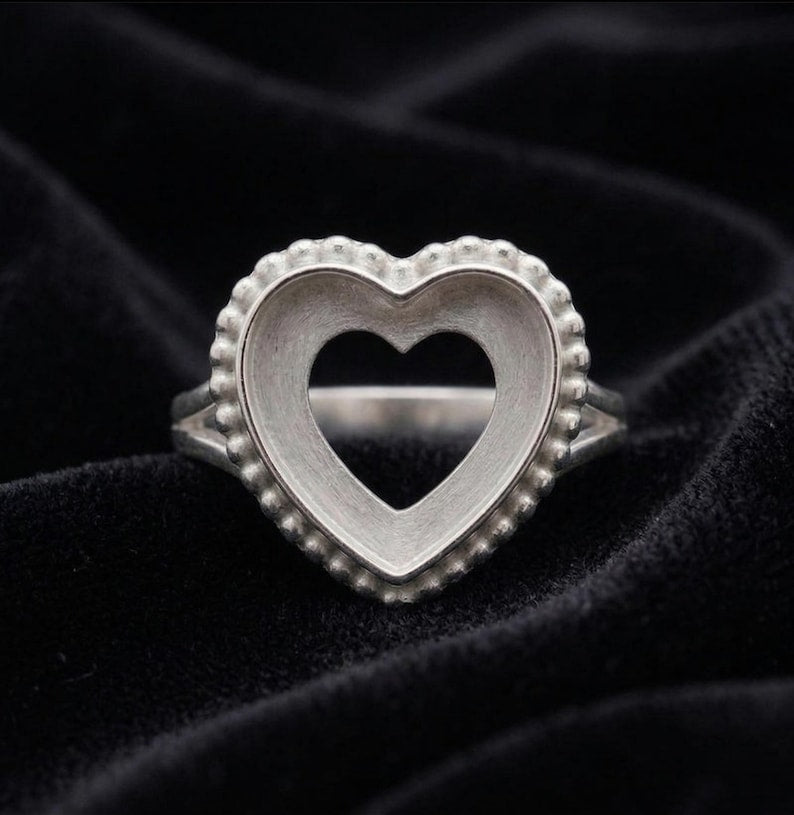 925 Sterling Silver 4mm to 25mm Heart Blank Bezel Designer Ring DIY Settings Breastmilk/Keepsake, Good for Resin & Ashes Work, Handmade Memorial Ring