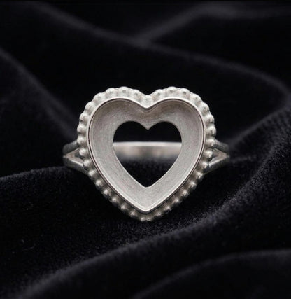 925 Sterling Silver 4mm to 25mm Heart Blank Bezel Designer Ring DIY Settings Breastmilk/Keepsake, Good for Resin & Ashes Work, Handmade Memorial Ring
