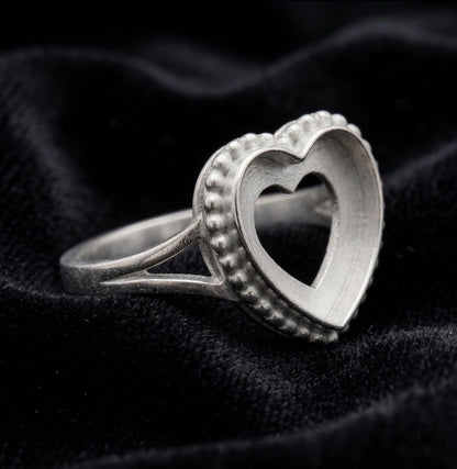 925 Sterling Silver 4mm to 25mm Heart Blank Bezel Designer Ring DIY Settings Breastmilk/Keepsake, Good for Resin & Ashes Work, Handmade Memorial Ring