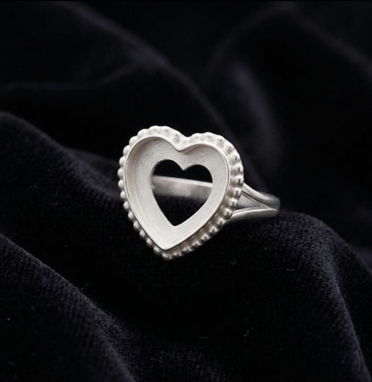 925 Sterling Silver 4mm to 25mm Heart Blank Bezel Designer Ring DIY Settings Breastmilk/Keepsake, Good for Resin & Ashes Work, Handmade Memorial Ring