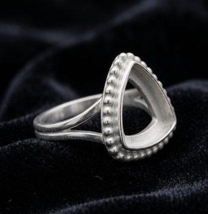 925 Sterling Silver 4mm to 25mm Trillion Blank Bezel Designer Ring DIY Settings Breastmilk/Keepsake, Good for Resin & Ashes Work, Handmade Memorial Ring