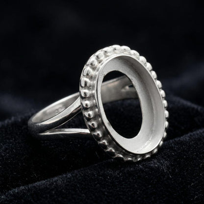 925 Sterling Silver 6x4mm to 20x15mm Oval Blank Bezel Designer Ring DIY Crafts Settings Breastmilk/Keepsake, Good for Resin & Ashes Work, Handmade Memorial Ring