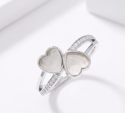 Solid 925 Sterling Silver Heart Shape 6mm Blank Bezel Ring With Zircon Setting, Good for Stone, Resin & Ashes Work, Keepsake Breastmilk DIY