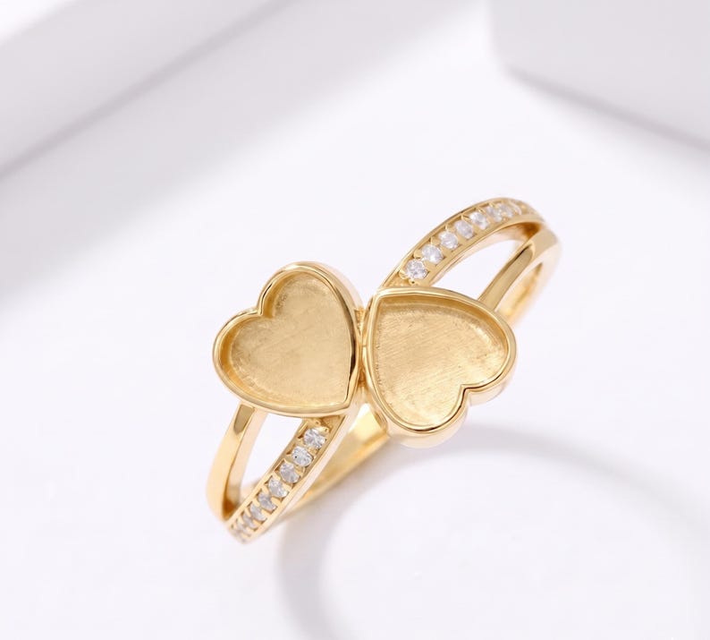 Solid 925 Sterling Silver Heart Shape 6mm Blank Bezel Ring With Zircon Setting, Good for Stone, Resin & Ashes Work, Keepsake Breastmilk DIY