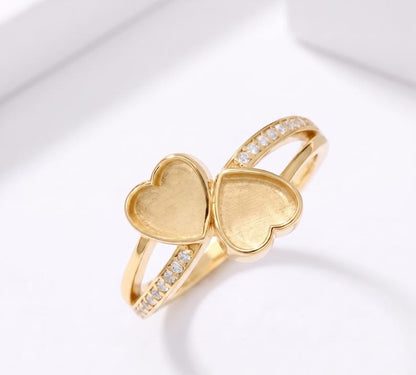 Solid 925 Sterling Silver Heart Shape 6mm Blank Bezel Ring With Zircon Setting, Good for Stone, Resin & Ashes Work, Keepsake Breastmilk DIY