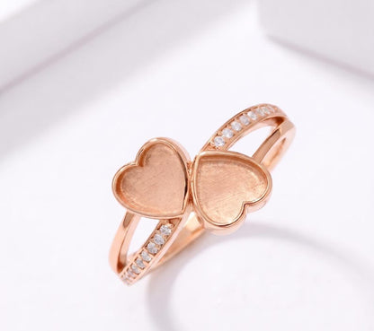Solid 925 Sterling Silver Heart Shape 6mm Blank Bezel Ring With Zircon Setting, Good for Stone, Resin & Ashes Work, Keepsake Breastmilk DIY