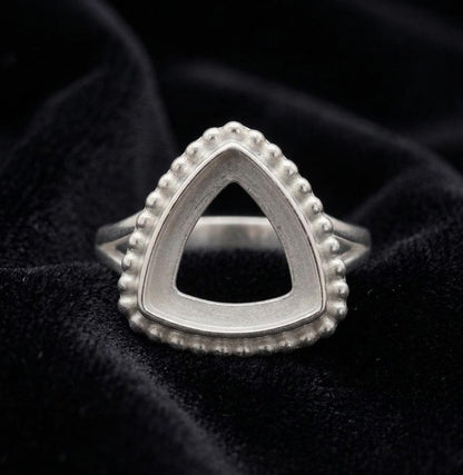 925 Sterling Silver 4mm to 25mm Trillion Blank Bezel Designer Ring DIY Settings Breastmilk/Keepsake, Good for Resin & Ashes Work, Handmade Memorial Ring