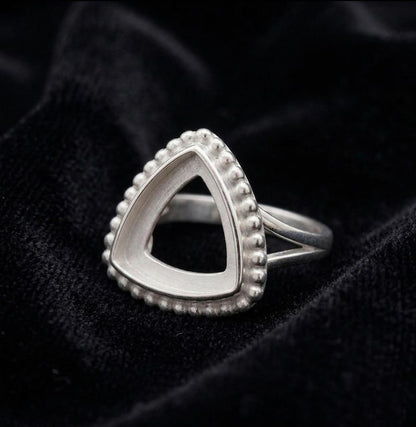 925 Sterling Silver 4mm to 25mm Trillion Blank Bezel Designer Ring DIY Settings Breastmilk/Keepsake, Good for Resin & Ashes Work, Handmade Memorial Ring