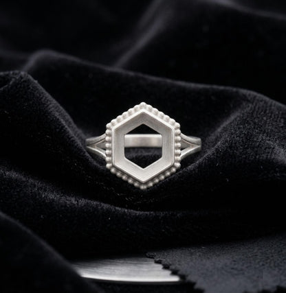925 Sterling Silver 4mm to 25mm Hexagon Blank Bezel Designer Ring DIY Settings Breastmilk/Keepsake, Good for Resin & Ashes Work, Handmade Memorial Ring