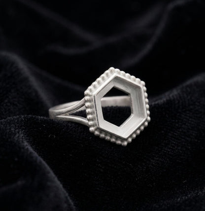 925 Sterling Silver 4mm to 25mm Hexagon Blank Bezel Designer Ring DIY Settings Breastmilk/Keepsake, Good for Resin & Ashes Work, Handmade Memorial Ring