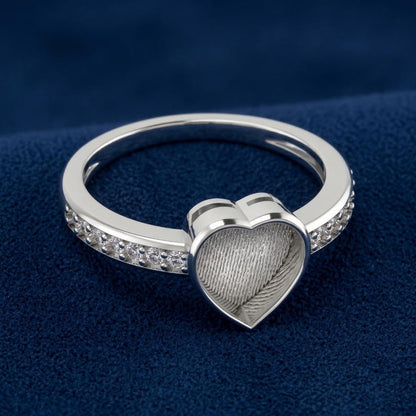 925 Sterling Silver 8mm Heart Shape Blank Bezel Ring With CZ Setting, Good For Resin Ashes Work, Keepsake Breastmilk Ring for Making Jewelry
