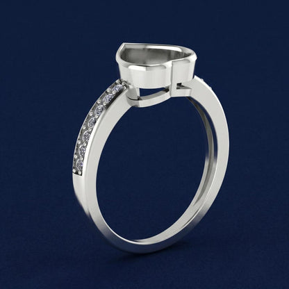 925 Sterling Silver 8mm Heart Shape Blank Bezel Ring With CZ Setting, Good For Resin Ashes Work, Keepsake Breastmilk Ring for Making Jewelry