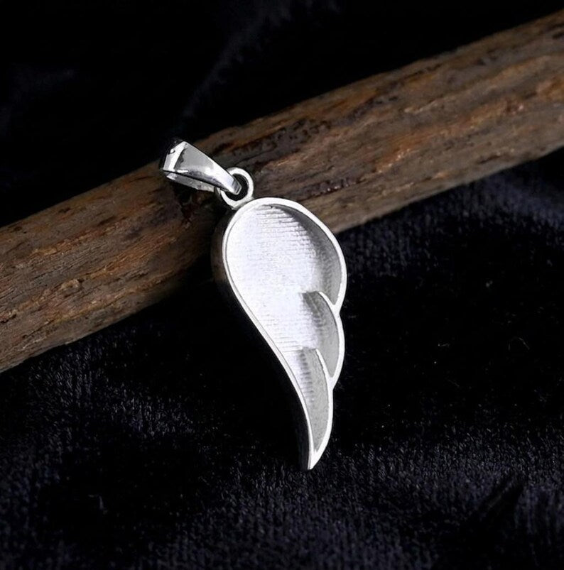 Angel Wing Shape 9x21mm Blank Bezel Pendant Setting, 925 Sterling Silver, Good for Resin & Ashes Work, Keepsake/Breastmilk DIY Craft, Locket