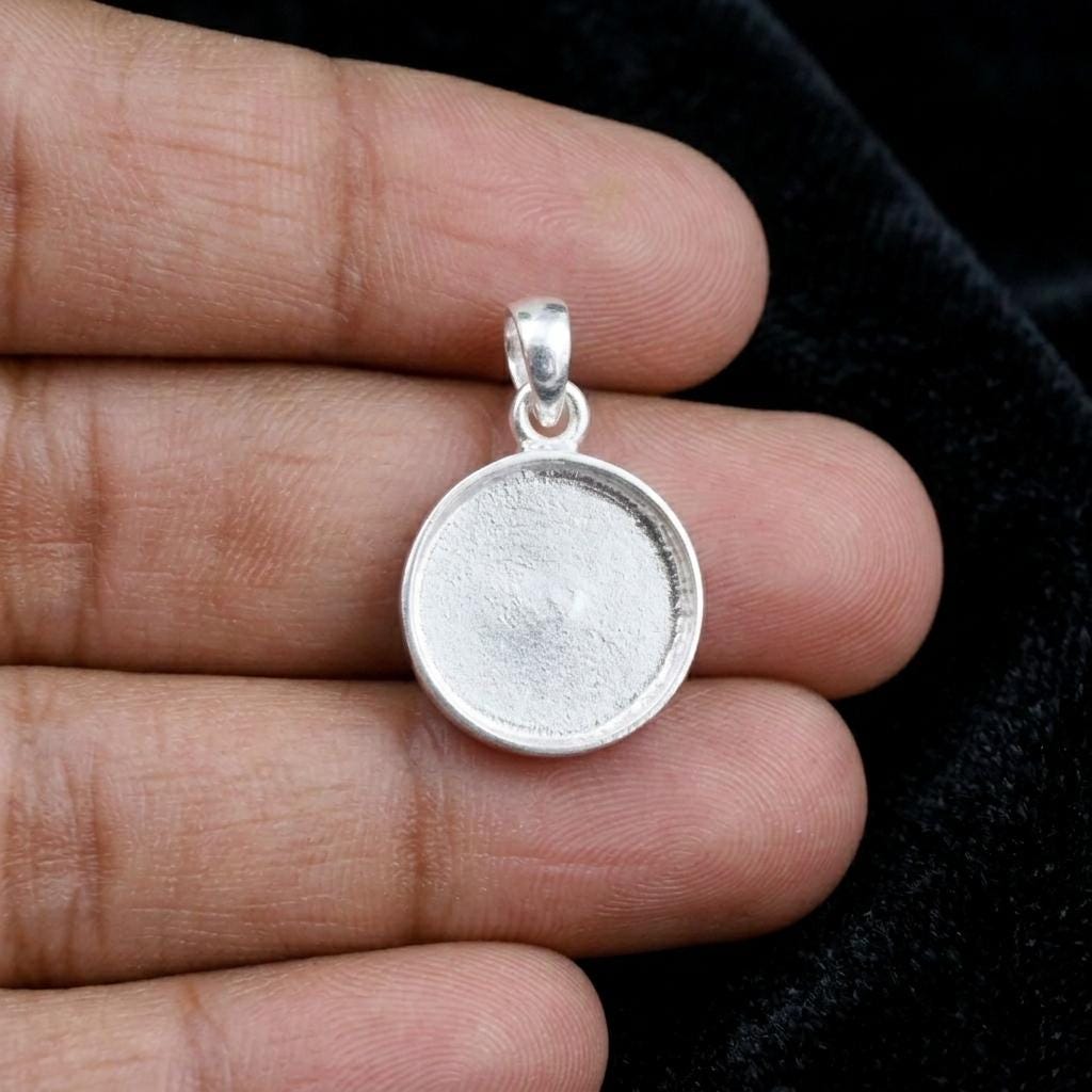 925 Sterling Solid Silver Round Blank 5mm to 20mm DIY Breastmilk/Keepsake Pendant Setting, Good for Resin & Ashes Work, Memorial DIY Charms