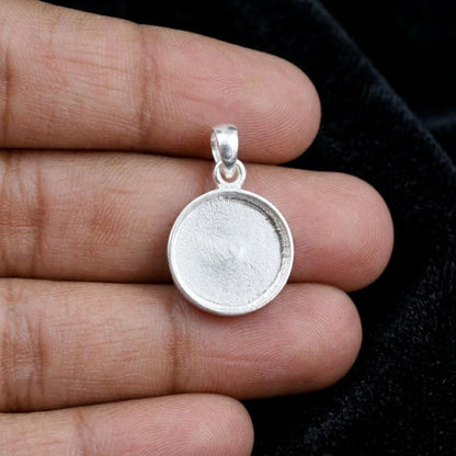 925 Sterling Solid Silver Round Blank 5mm to 20mm DIY Breastmilk/Keepsake Pendant Setting, Good for Resin & Ashes Work, Memorial DIY Charms