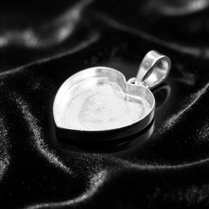 Sterling Silver Heart Blank Pendant Setting, DIY Breastmilk Keepsake Resin Ashes Work