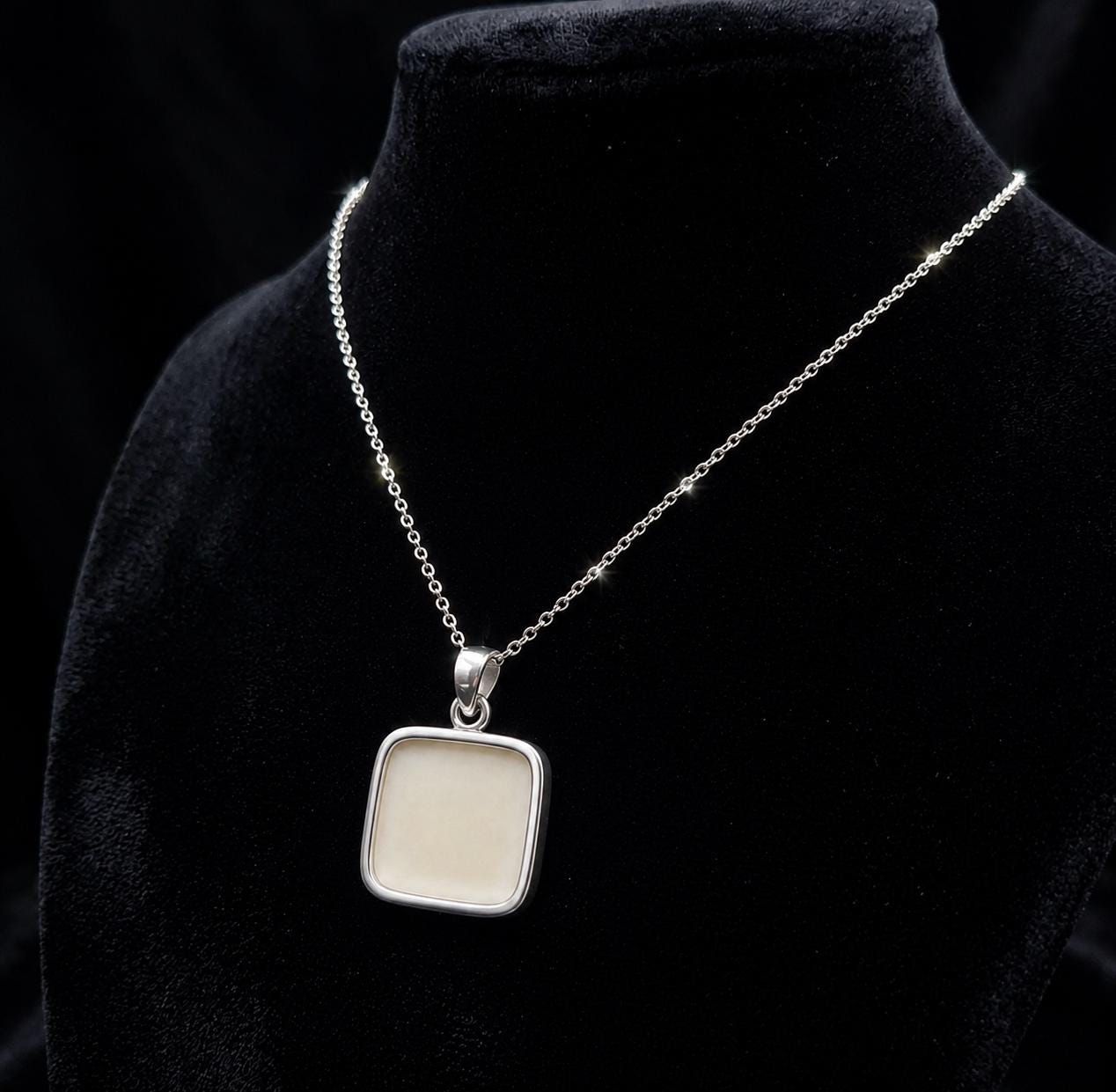 925 Sterling Silver Cushion Pendant Setting, DIY Breastmilk/Keepsake, Resin, Ashes Work, Memorial Charm