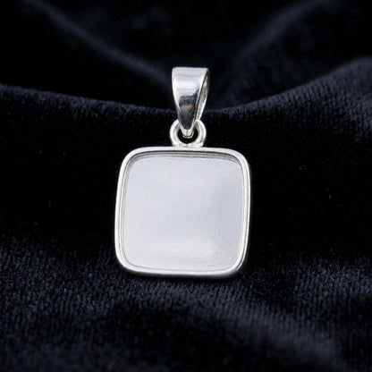 925 Sterling Silver Cushion Pendant Setting, DIY Breastmilk/Keepsake, Resin, Ashes Work, Memorial Charm
