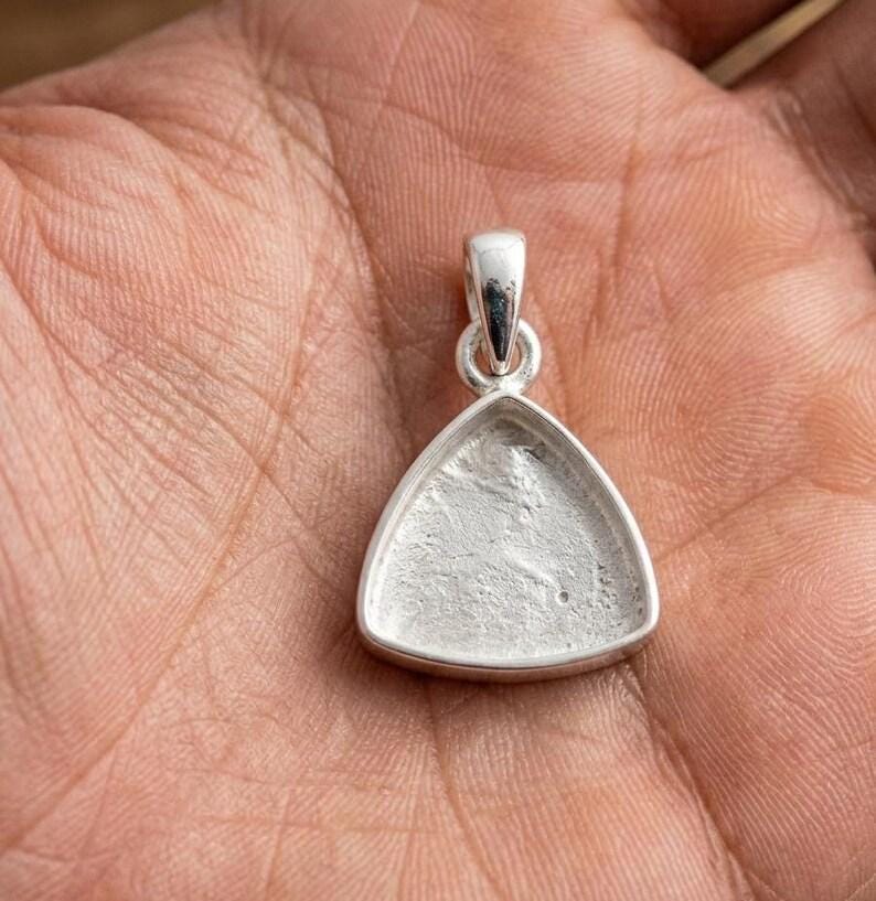 Sterling Silver Trillion Pendant Setting, DIY Breastmilk Keepsake, Resin Ashes Work (5mm-20mm)