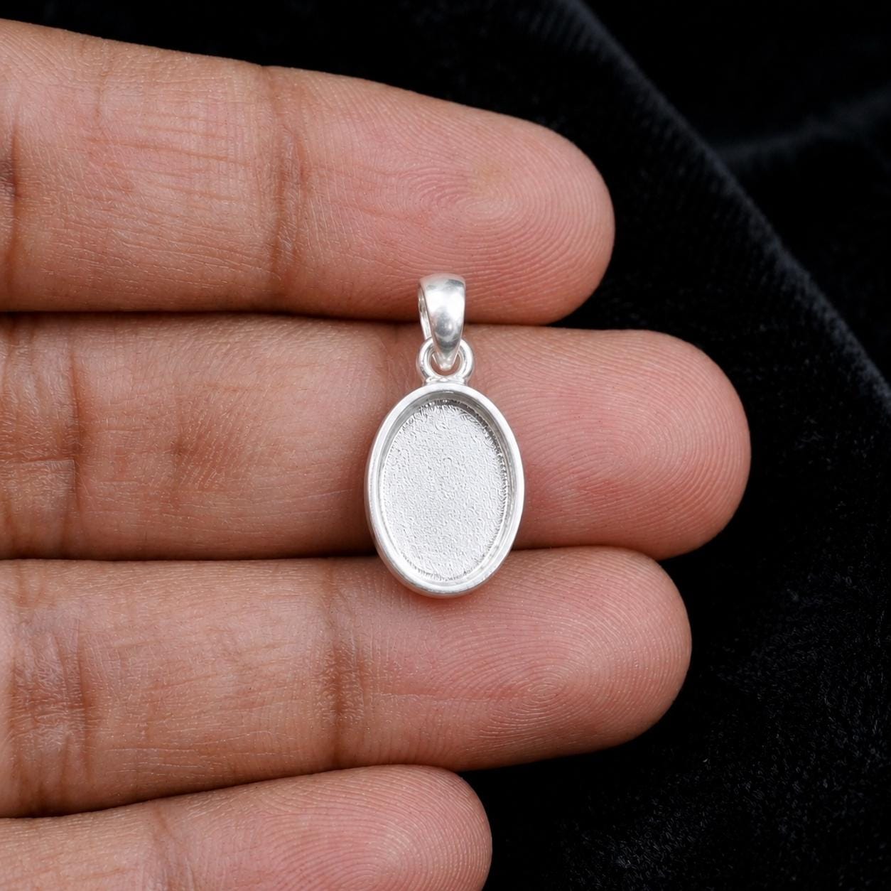 Sterling Silver Oval Blank Pendant Setting, Breastmilk Keepsake, Resin Ashes Work (6x4mm-20x15mm)