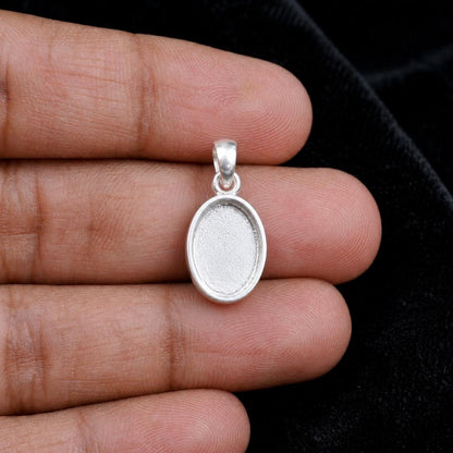 Sterling Silver Oval Blank Pendant Setting, Breastmilk Keepsake, Resin Ashes Work (6x4mm-20x15mm)