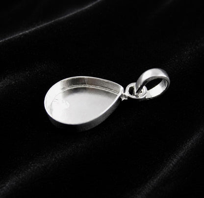 Sterling Silver Pear Pendant Setting, Breastmilk Keepsake, Resin Ashes Work, Memorial DIY Charms