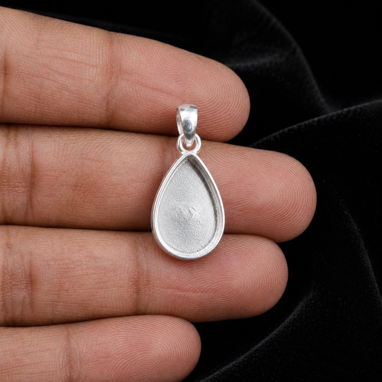Sterling Silver Pear Pendant Setting, Breastmilk Keepsake, Resin Ashes Work, Memorial DIY Charms