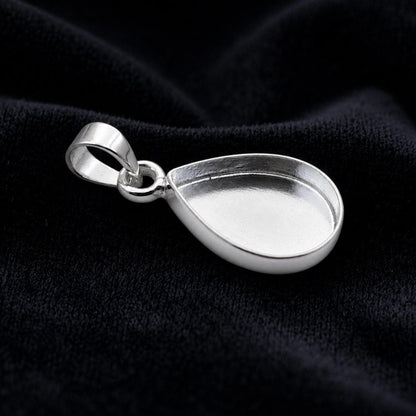 Sterling Silver Pear Pendant Setting, Breastmilk Keepsake, Resin Ashes Work, Memorial DIY Charms