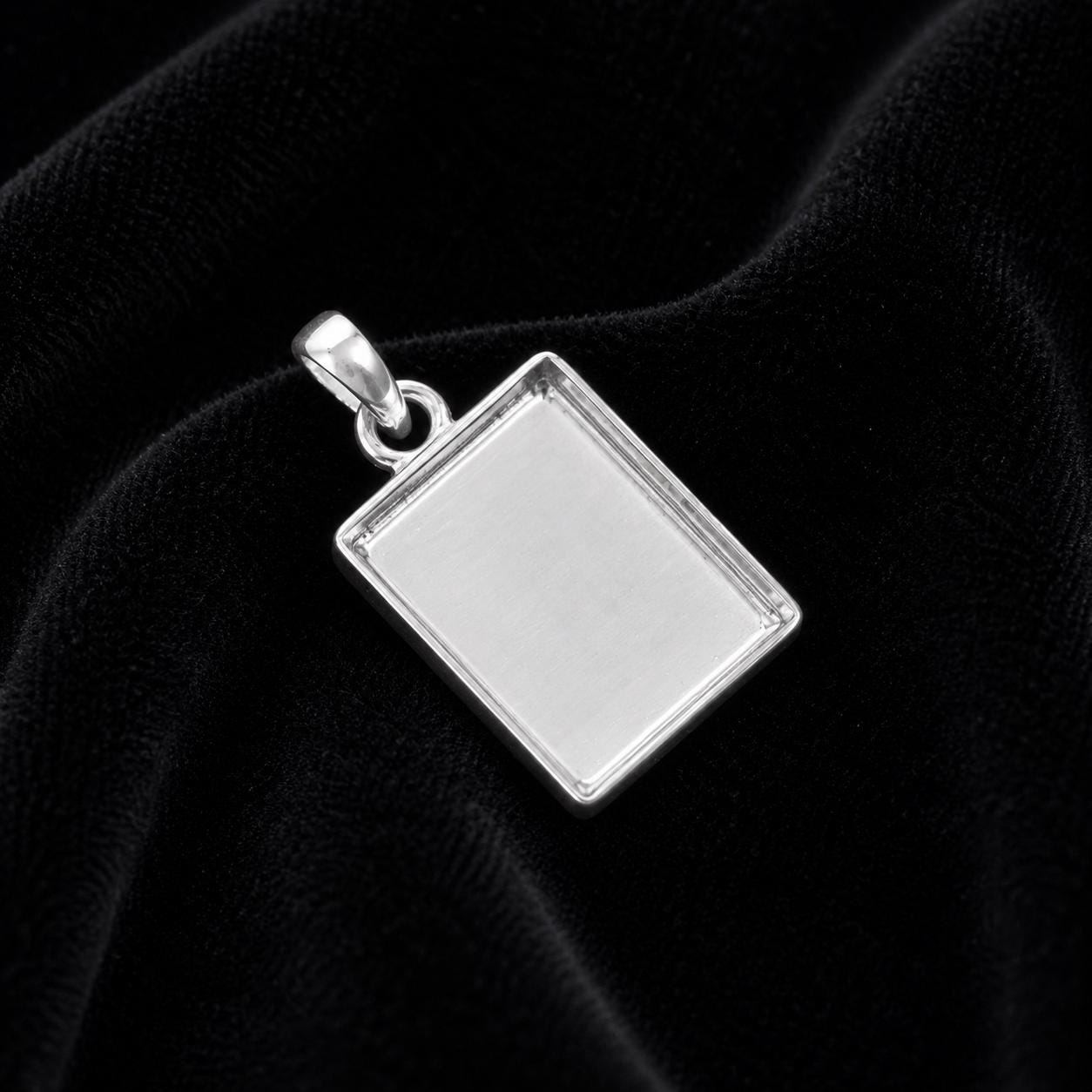 925 Sterling Silver Rectangle Bezel Pendant, Resin, Ashes, Breastmilk Crafts