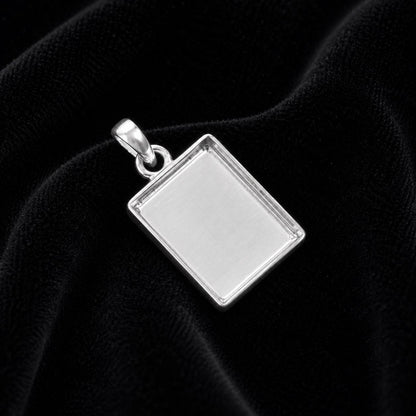 925 Sterling Silver Rectangle Bezel Pendant, Resin, Ashes, Breastmilk Crafts