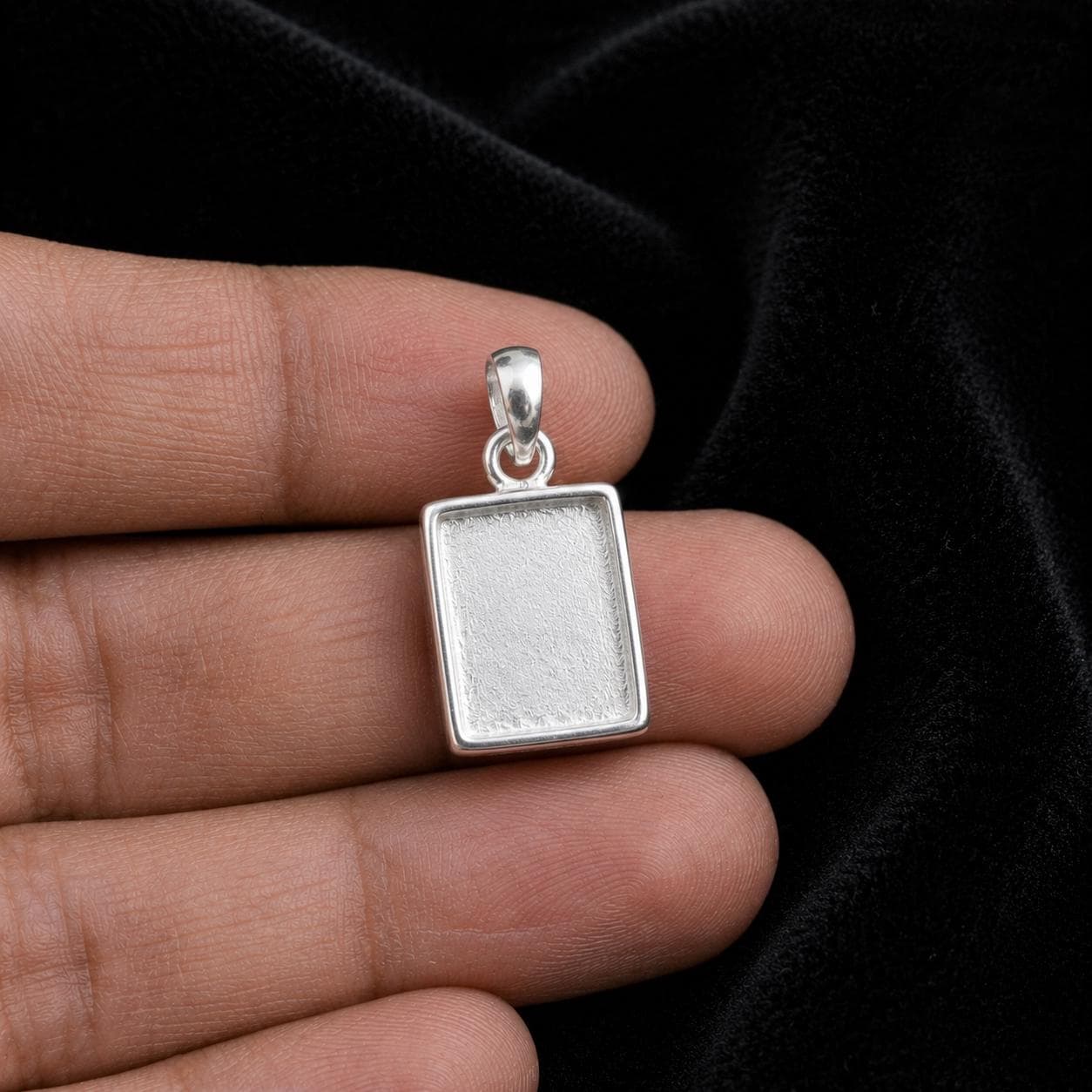 925 Sterling Silver Rectangle Bezel Pendant, Resin, Ashes, Breastmilk Crafts