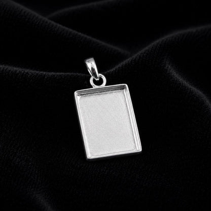 925 Sterling Silver Rectangle Bezel Pendant, Resin, Ashes, Breastmilk Crafts