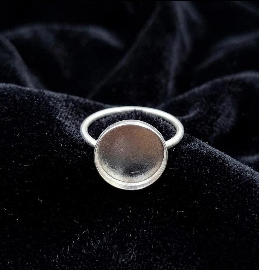 925 Sterling Silver Round Blank Bezel Ring, DIY Keepsake, Resin, Ashes Work Memorial Settings