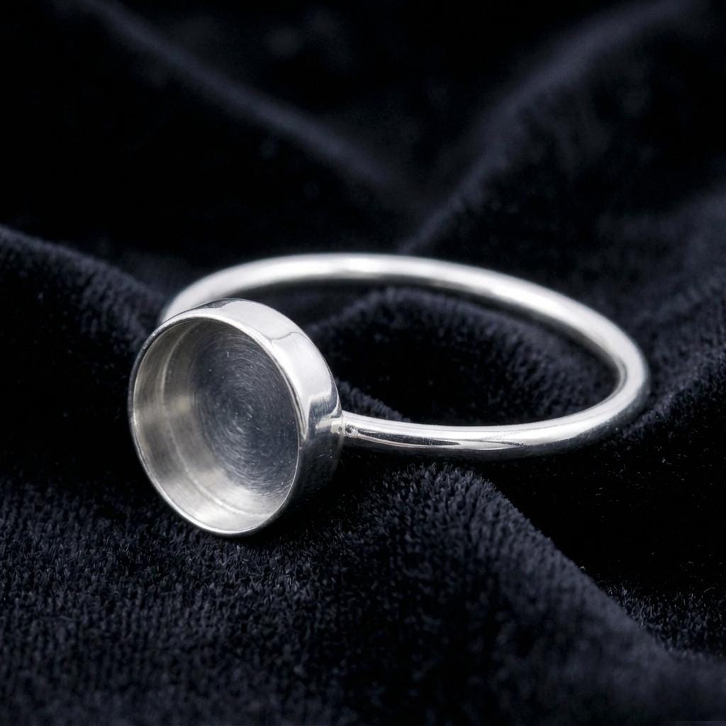 925 Sterling Silver Round Blank Bezel Ring, DIY Keepsake, Resin, Ashes Work Memorial Settings