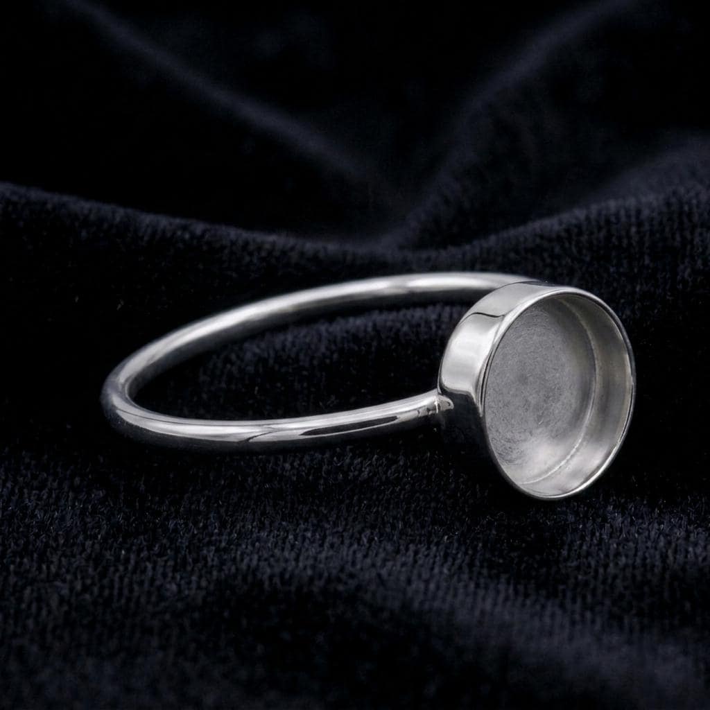 925 Sterling Silver Round Blank Bezel Ring, DIY Keepsake, Resin, Ashes Work Memorial Settings