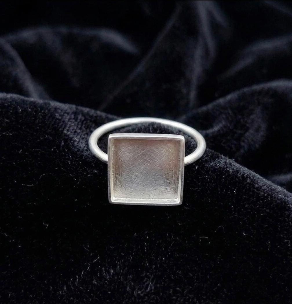 925 Sterling Silver Square Blank Bezel Ring, DIY Keepsake, Resin, Ashes Work Memorial Settings