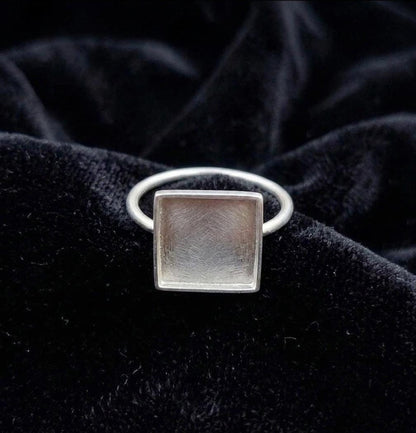 925 Sterling Silver Square Blank Bezel Ring, DIY Keepsake, Resin, Ashes Work Memorial Settings