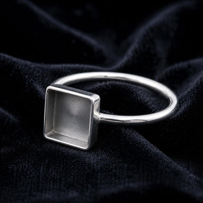 925 Sterling Silver Square Blank Bezel Ring, DIY Keepsake, Resin, Ashes Work Memorial Settings