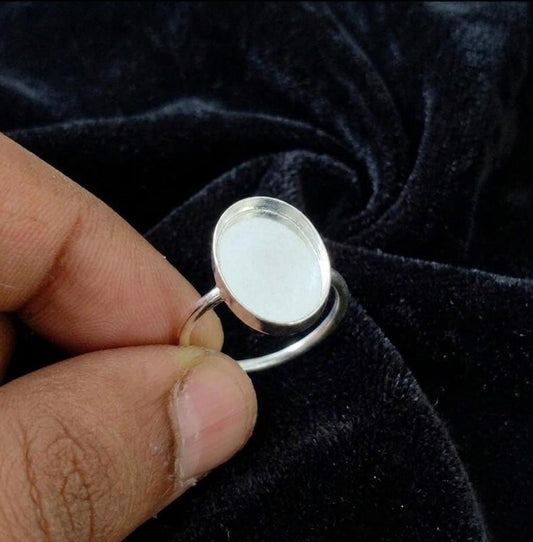 925 Sterling Silver Oval Blank Bezel Ring, DIY Keepsake, Resin, Ashes Work Memorial Settings