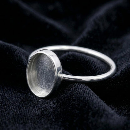 925 Sterling Silver Oval Blank Bezel Ring, DIY Keepsake, Resin, Ashes Work Memorial Settings