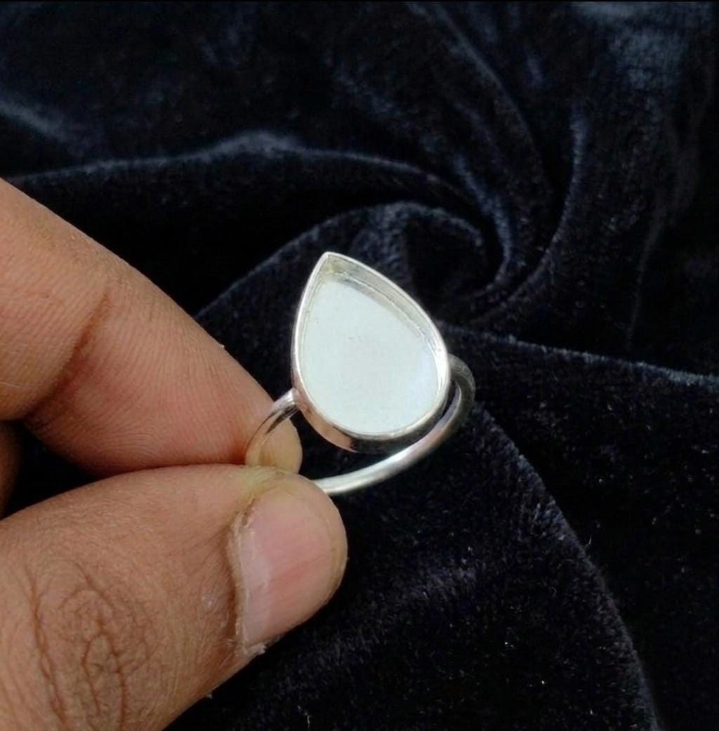 925 Sterling Silver Pear Blank Bezel Ring, DIY Keepsake, Resin, Ashes Work Memorial Settings