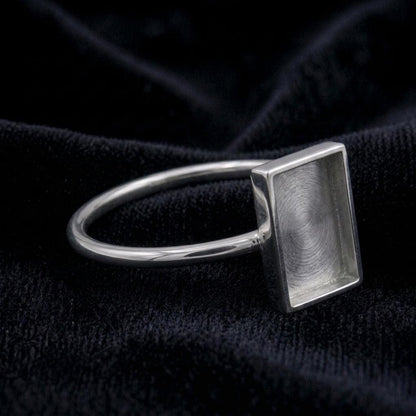 925 Sterling Silver Rectangle Blank Bezel Ring, DIY Keepsake, Resin, Ashes Work Memorial Settings