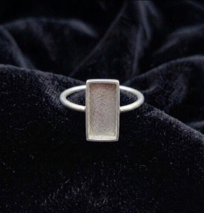 925 Sterling Silver Rectangle Blank Bezel Ring, DIY Keepsake, Resin, Ashes Work Memorial Settings