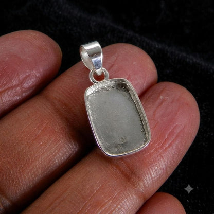 925 Sterling Silver Rectangle Bezel Pendant for Resin, Ashes, Keepsake Crafts
