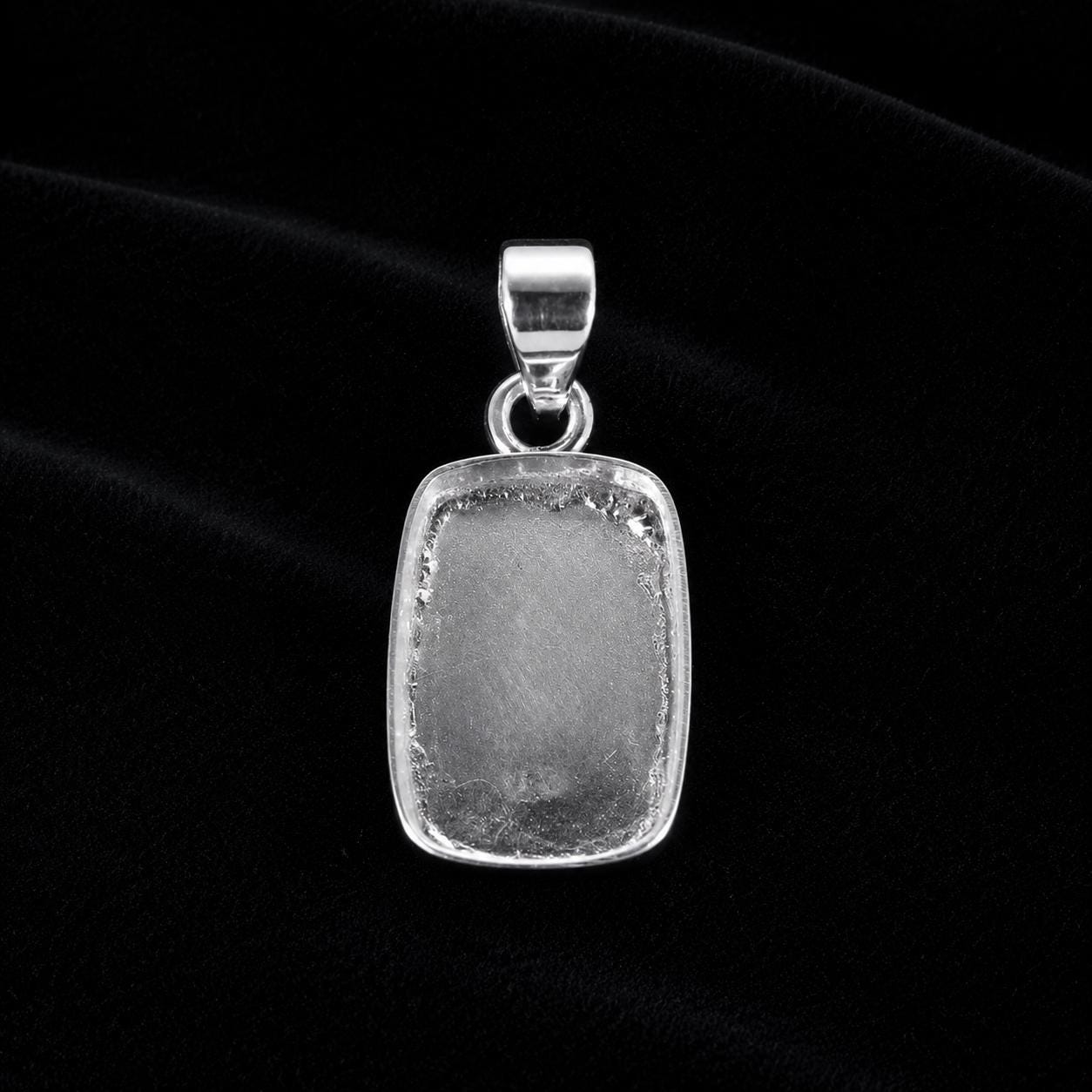 925 Sterling Silver Rectangle Bezel Pendant for Resin, Ashes, Keepsake Crafts