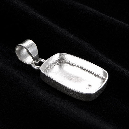 925 Sterling Silver Rectangle Bezel Pendant for Resin, Ashes, Keepsake Crafts