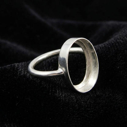 Solid 925 Sterling Silver Oval Blank Bezel Cup For Ring Making Gemstone Setting