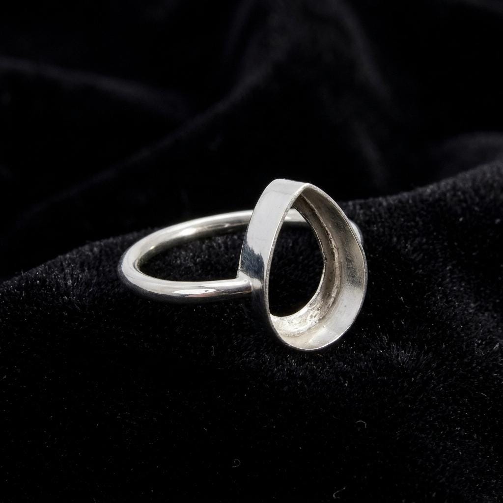 Solid 925 Sterling Silver Pear Blank Bezel Cup For Ring Making Gemstone Setting